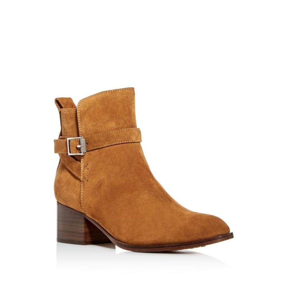 RAG & BONE Womens Brown Pull Tab Walker Toe Block Heel Leather Booties 37.5